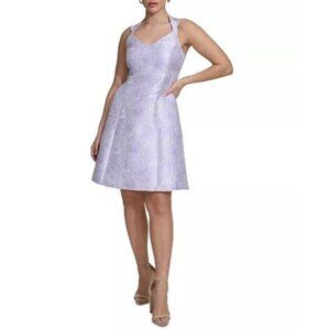 138$ kensie Women's V-Neck Jacquard A-Line Mini Dress Size 12 Bright Purple